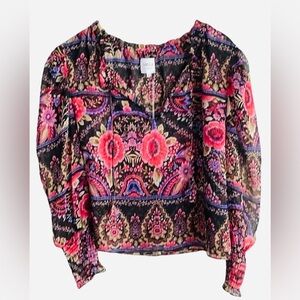 Misa Los Angeles Siena Floral Paisley Chiffon Blouse NWT Medium